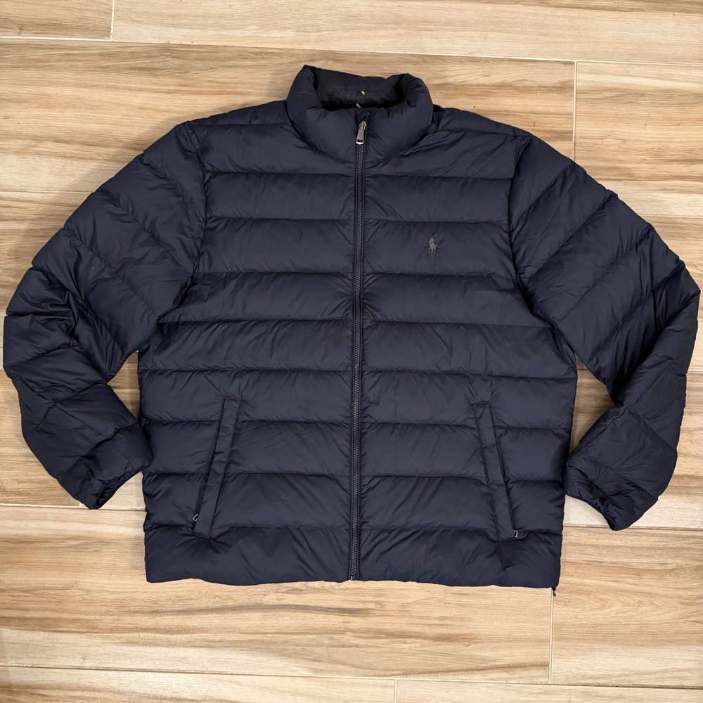 Polo Ralph Lauren Performance Puffer Jacket Mens XL Navy Blue Quilted Full Zip